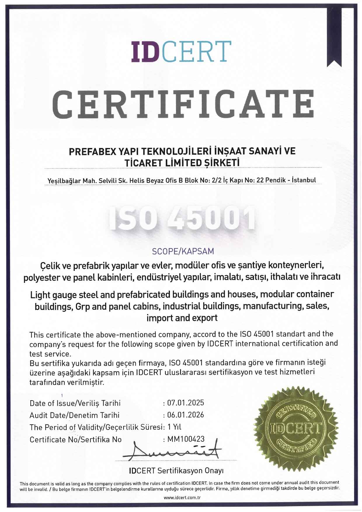 ISO 45001-Modular Prefabricated Building